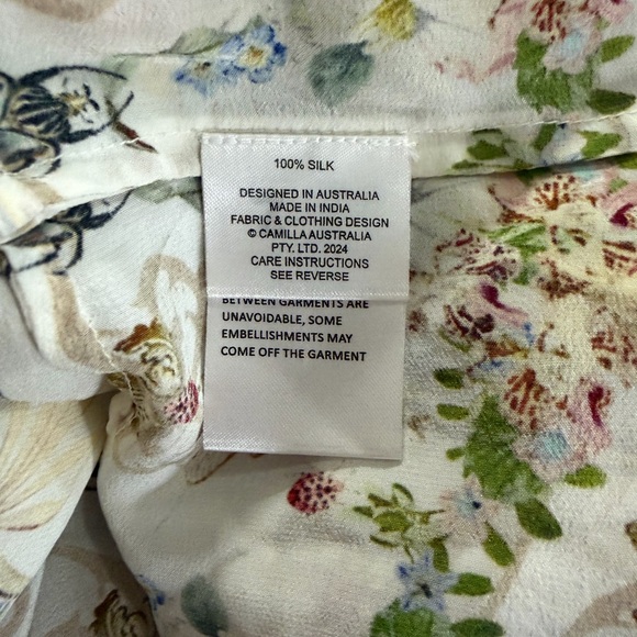 NWT Camilla Long Dress Tie Front - Rose Garden Runaways - Silk - Picture 16 of 16